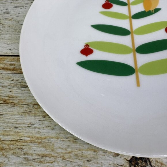 Rachael Ray HOLIDAY HOOT Christmas Tree Owl Stars Porcelain Salad Plates Set 4 - Picture 14 of 16